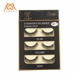 <span class=keywords><strong>Magefy</strong></span> – Faux cils en bande, effet naturel, minces et courbés, lot de 3 paires, vente en gros, cils effilés, kits de faux cils - Product Image 1