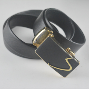 Cinturones Formales de Negocios y Ocio para Hombre, con Patrón de Litchi Negro, Hebilla Automática de Acero y Cuero Vacuno - Product Image 5