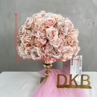 Boule de fleurs artificielles de luxe en soie, violet et blanc, 60 cm, arrangement floral, mélange d'hortensias et de roses, idéal pour les mariages et les banquets