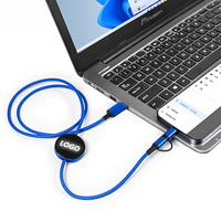 Cable de Carga Súper Rápida PD 60W, Cable USB C con Trenzado de Nailon, 4 en 1, con Logotipo Luminoso, Cable de Datos Tipo C para Regalos Promocionales