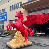 Modèle de cheval animatronique électrique à capteur infrarouge en métal pour centre commercial, utilisation intérieure/extérieure dans les parcs d'aventure et les aéroports