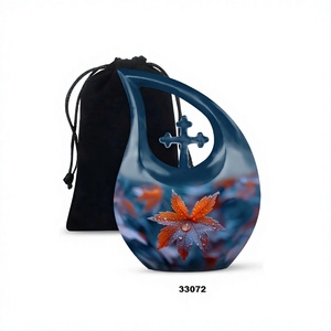 Gran oferta, urna para adultos de cremación de hoja de arce hermosa con gota cruzada para cenizas humanas, urna funeraria grande decorativa con bolsa de terciopelo gratis - Product Image 1