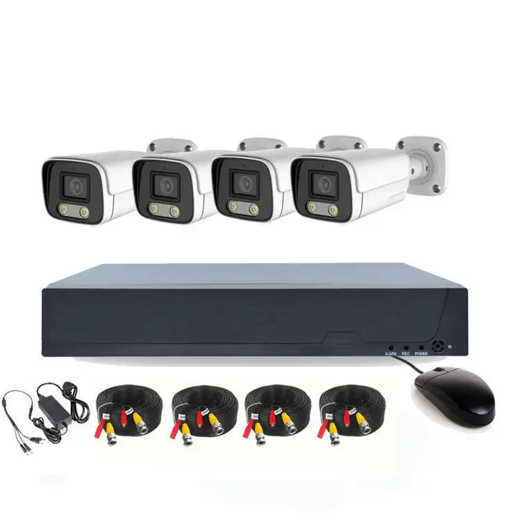 Pabrik Luar Ruangan 1080 8MP 5MP 2MP 4CH Set Keamanan 4K AHD DVR Kit Kamera Video Pengawasan 4 Saluran DVR Kit