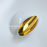 Lustre en verre artistique doré fait main, design minimaliste, hauteur réglable, ovale, long, LED, pour hall d'hôtel, villa, taille moyenne