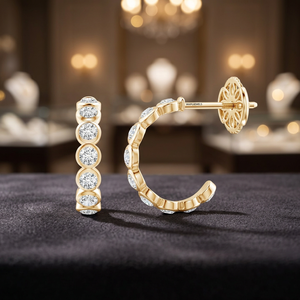 Boucles d'oreilles en diamant Vaayu Jewels en or 10K 14K 18K et argent 925 935, taille brillant, classiques et minimalistes pour femme, cadeau d'anniversaire de mariage - Product Image 1