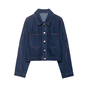 MYST&ZA Women's Vintage Eco-Friendly 2026 Summer New Fashionable Simple Versatile Pocket Short Denim Jacket Coat - Product Image 1