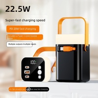 Nouvelle batterie externe LED 7 couleurs avec charge super rapide 22,5 W, câble intégré, batterie externe portable 20000 mAh, lampe de camping