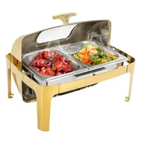 Roldeksel rechthoekige chafing dish 9,5QT roestvrij staal luxe serveerwarmer voor voedsel, geschikt voor commerciële restaurants en hotels in het Chinese landgebied