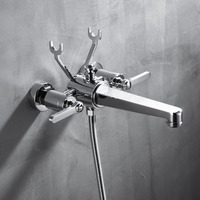 Robinet de douche thermostatique en laiton poli avec cartouche céramique unique, finition chromée, jet de pluie doux et pulvérisation de massage pour usage hôtelier