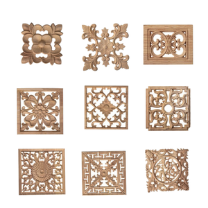 WOQI panneau floral sculpté en <span class=keywords><strong>bois</strong></span> massif Art décoration murale porte médaillon meubles faits à la main en <span class=keywords><strong>bois</strong></span> d'hévéa panneaux muraux carrés - Product Image 1