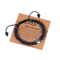 Vente en Gros de Bijoux pour Hommes et Femmes de 6mm Quartz de Lave Hématite Oeil de Tigre Perle en Pierre Naturelle en Acier Inoxydable Bracelets Coeur avec Chaîne