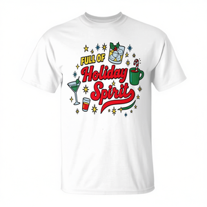 T-shirt rétro à thème de Noël, plein d'esprit festif, pour les boissons et le vin - Product Image 2