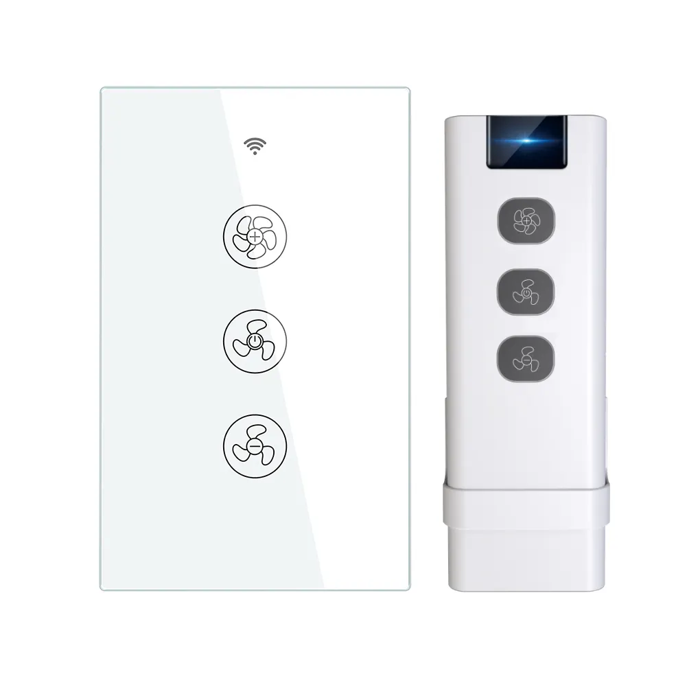 Interruptor inteligente WiFi para ventilador de techo para sistema de hogar inteligente, interruptor inteligente, interruptores de atenuación inteligentes, panel de control táctil