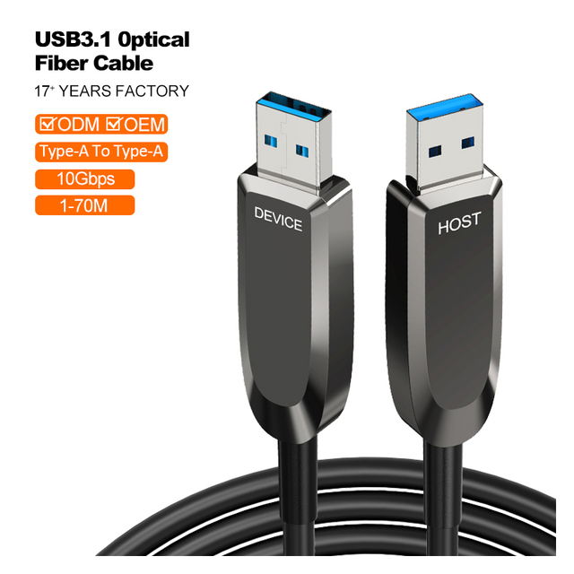 A153 USB 3.1 Optical Fiber Cable 10Gbps Long Distance Active Optical AOC for Conference System Digital Signage Monitor