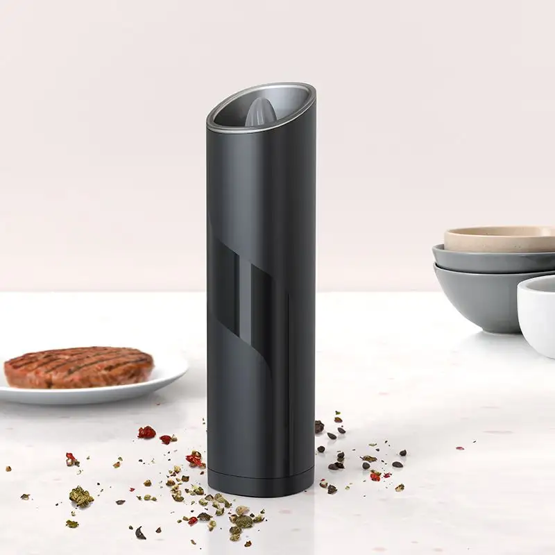 Low Price And Good Quality Electric Black Matte Battery Operated Gravity Induction Automatic Spice Mill Salt And Pepper Grinder