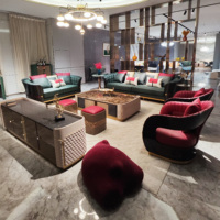 Ensemble de canapés modulaires deux places de luxe en cuir véritable de style nordique