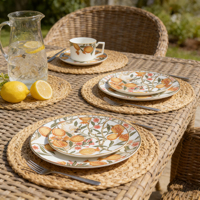 En gros, Service de table en céramique motif Grenade et Perroquet, Assiettes en porcelaine fine personnalisées, Tasses à thé et à café avec soucoupes, Ensemble de vaisselle