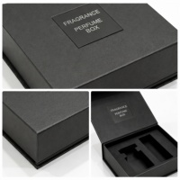 Boîte à parfum de luxe à fermeture magnétique, noire, rigide, avec logo personnalisé, emballage de parfum haut de gamme pour flacon de 50 ml, vente en gros OEM