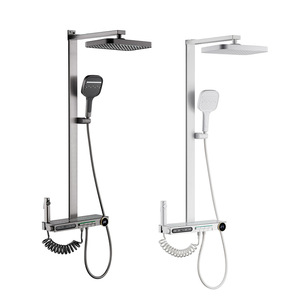Intelligent Thermostatic Shower <b>Set</b> Rectangle Massage <b>Spray</b> Digital Display Led Luminous Rain Shower Home Bathroom Faucet - Product Image 2