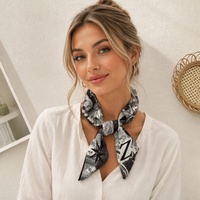 En gros, Foulard en soie 26 lettres, Série naturelle, Foulard étroit en satin à motifs floraux, Bandeau pour cheveux, Ruban pour sac, Foulard de cou, Cadeau et décoration pour femme