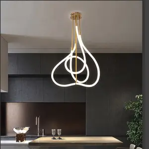 Nordic creative minimalist LED chandelier modern simple living room bedroom study free modeling model room lamps