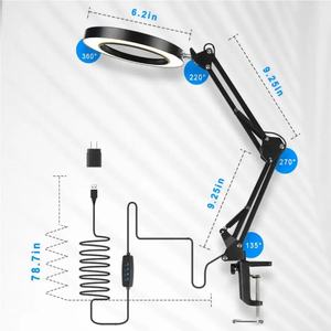 Lámpara de Mesa LED Moderna con Brazo Largo Plegable, 12W, Protección Ocular, Flexible, con Lupa 5X - Product Image 6