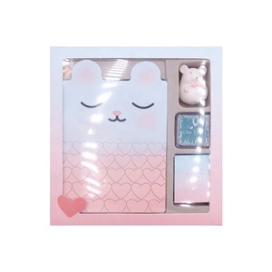 Kawaii — <span class=keywords><strong>ensemble</strong></span> de papeterie en <span class=keywords><strong>cuir</strong></span> avec imprimés d'animaux, carnet de notes et couvercles, cadeau d'usine, multifonctionnel, pour l'école, tendance 2020, 390 - Product Image 2