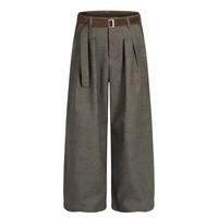 Pantalon sur mesure vintage à jambe large, coupe droite classique, style décontracté années 90, pièce maîtresse de la garde-robe, pantalon de costume à carreaux