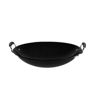 <span class=keywords><strong>Wok</strong></span> noir émaillé de <span class=keywords><strong>31</strong></span>/34/37/40/43/46/49 cm pour le marché d'Asie du Sud-Est, poêle à frire émaillée avec doubles poignées - Product Image 1
