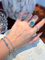 Bracelet tennis élégant ovale en diamants de couleur fantaisie cultivés en laboratoire, plaqué or blanc 18 carats, avec diamants alternés, bijoux fins