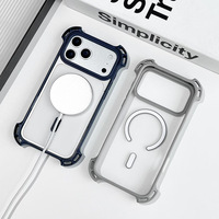 Anti-val, aanpasbare logo telefoonhoes voor iPhone 17 16 15 Pro Max, magnetische adsorptie & verborgen standaard, schokbestendige hoes