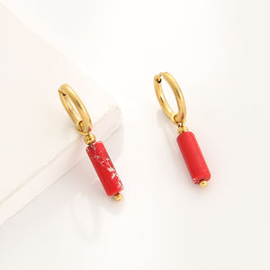 Mini Damen & Herren Edelstahl runde Huggie Ohrringe mit Naturstein perlen Modischer Stud <span class=keywords><strong>Hoop</strong></span> Schmuck - Product Image 2