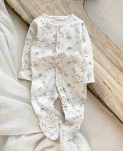 Adorable <span class=keywords><strong>pyjama</strong></span> bébé à pieds à motifs floraux <span class=keywords><strong>Pyjama</strong></span> bébé à pieds vintage à motifs floraux Vert clair Imprimé rose Combinaison bébé - Product Image 4