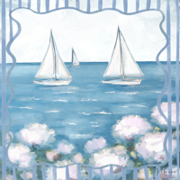 Tapis de Mahjong Personnalisé en Aquarelle Bateau à Voile Hortensia Plage Coastale pour Jeu de Cartes OEM Vente en Gros