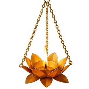 Porte-bougie suspendu en laiton en forme de lotus, résistant à la chaleur, pour les activités religieuses - Product Image 6