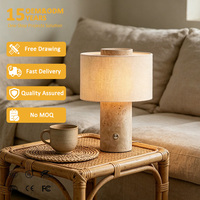 Applique murale moderne et simple pour la maison et l'hôtel avec prise USB, base E26, lampe de table LED en marbre et abat-jour en tissu