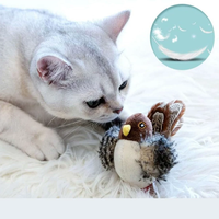 Animal de compagnie électronique interactif oiseau puce sonore en peluche chat jouets animal jouet réaliste oiseau en peluche jouet pour chat