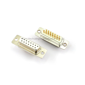 Marca <span class=keywords><strong>HCD</strong></span> de alta calidad, modelo DB15, Conector de ensamblaje de tipo de soldadura macho y hembra chapados en oro de cobre sólido de alta calidad, modelo DB15, 1, 2, 1, 1, 1, 2 - Product Image 1