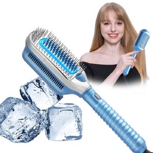 Ione di terapia del ghiaccio spazzola fredda piastra per capelli ferro piatto estensione a freddo spazzole per capelli aria fredda spazzola pettine - Product Image 1