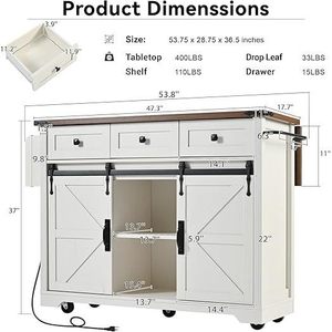 Carrito de cocina multifuncional transfronterizo para apartamentos pequeños, carrito de comedor doméstico con ruedas, encimera tipo isla, para hotel - Product Image 2