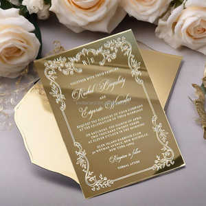 Modèle d'<span class=keywords><strong>invitation</strong></span> de <span class=keywords><strong>mariage</strong></span> en acrylique miroir doré, invitations élégantes argentées disponibles pour la fête de Quinceañera - Product Image 4