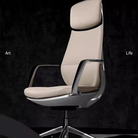 Chaise de bureau moderne en cuir PU, réglable en hauteur, inclinable et pivotante, confortable pour une assise professionnelle.