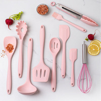 Ensemble d'ustensiles de cuisine en silicone et métal classique de 12 pièces, outils intelligents, grandes et petites tailles, couleur rouge, passe au lave-vaisselle et au micro-ondes