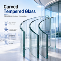 Paneles de Vidrio Templado Curvo Transparente para Paredes Divisorias, Paneles Sólidos sin Marco, Decoración Moderna para Oficinas y Hoteles, Personalizados, Medios Paneles