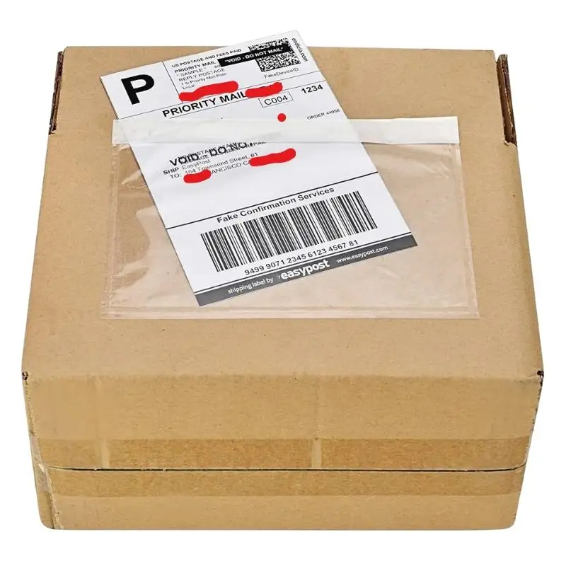 Clear Invoice Postage Pocket 6x10 7.5x5.5 Adhesive Top Loading Packing List Enclosed Shipping Label Envelopes