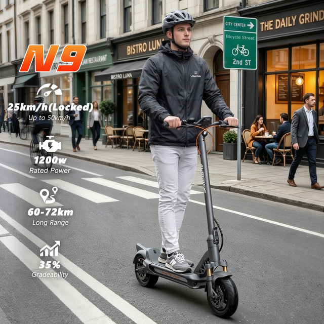 AURORIDE ES-N9 1200W Brushless Motor Electric Scooter 50km/h Max Speed 150kg Load 60-80km Range Dual Disc Brake IPX5 Waterproof