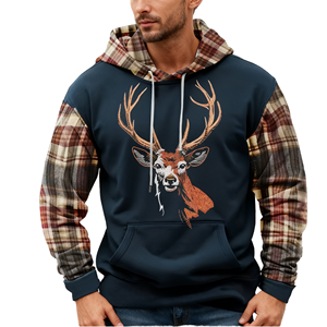 Sweat-shirt Western Personnalisé à Logo surdimensionné, Impression 3D Cerf, Sweat à Capuche Homme Anti-Boulochage Anti-Rétrécissement Sans Fermeture Éclair ODM - Product Image 1