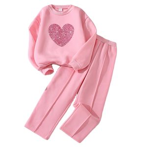 Tute Sportive Casual per Ragazze 6-14 Anni, Set di Abbigliamento Sportivo per Adolescenti con Motivo Tinta Unita - Product Image 1