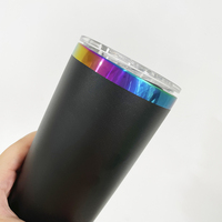 USA Warehouse Bouteille d'eau extérieure en acier inoxydable plaquée arc-en-ciel holographique isolée sous vide de 20oz pour impression laser