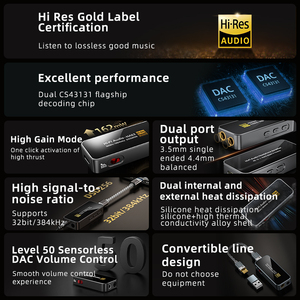 Piva Bj10 3.5Mm 4.4Mm 384 Mm/32Bit Stereo Âm Nhạc Hifi Âm Thanh Tai Nghe Khuếch Đại Công Suất Đuôi Nhỏ Dac Dsd Bộ Giải Mã Âm Thanh - Product Image 3